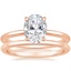 14K Rose Gold Petite Elodie Ring with Petite Comfort Fit Wedding Ring