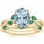 18KY Aquamarine Willow Bridal Set With Lab Emerald Accents, smalltop view