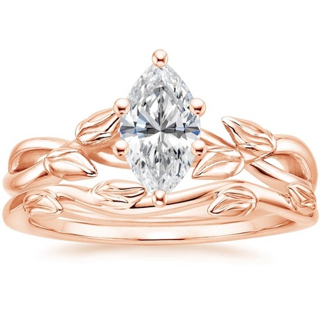 14K Rose Gold Budding Willow Ring with Winding Willow Ring