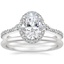 Platinum Luxe Aria Halo Diamond Ring with Petite Comfort Fit Wedding Ring
