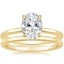 18K Yellow Gold Audrey Perfect Fit Solitaire Ring with Petite Comfort Fit Wedding Ring