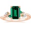 14K Rose Gold Arden Diamond Ring with Lab Emerald Accents, smalltop view