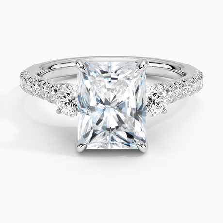 Pavé Three Stone Diamond Ring
