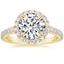 18K Yellow Gold Sienna Halo Half Coverage Diamond Ring, smalltop view