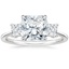 18K White Gold Princess Cut Three Stone Diamond Ring, smalltop view