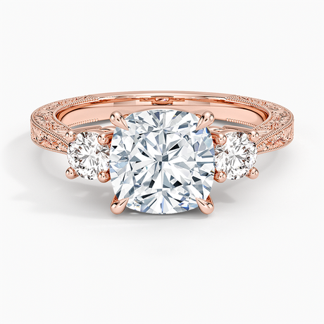 14K Rose Gold Elsie Three Stone Engraved Diamond Ring (1/3 ct. tw.)