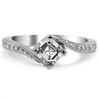 Custom Pave Ribbon Compass Point Ring