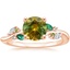 14K Rose Gold Arden Diamond Ring with Lab Emerald Accents, smalltop view