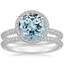 18KW Aquamarine Valencia Halo Diamond Bridal Set, smalltop view