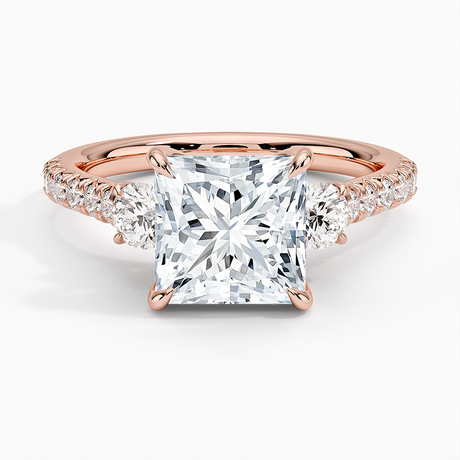 14K Rose Gold Amelie Three Stone Diamond Ring