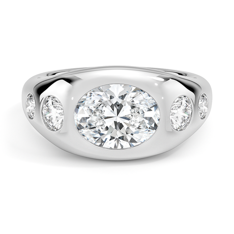 14K White Gold Sloane Flush Set Five Stone Diamond Dome Ring