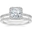 18K White Gold Luxe Ballad Halo Diamond Ring (1/3 ct. tw.) with Ballad Diamond Ring (1/6 ct. tw.)