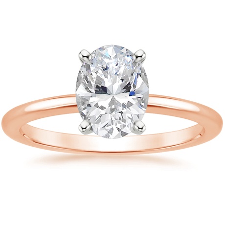 14K Rose Gold Four-Prong Petite Comfort Fit Ring with Whisper Eternity Diamond Ring