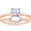 14K Rose Gold Four-Prong Petite Comfort Fit Ring with Lunette Diamond Ring