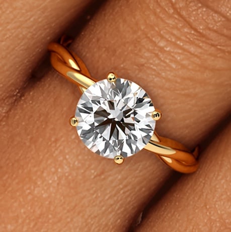 18K Yellow Gold Twisted Vine Solitaire Ring