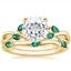 18KY Moissanite Willow Bridal Set With Lab Emerald Accents, smalltop view