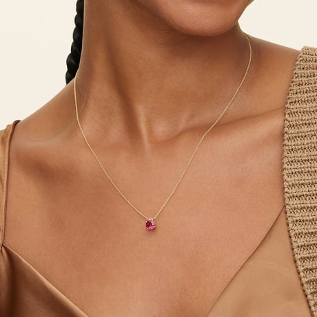 Floating Solitaire Lab Ruby Pendant