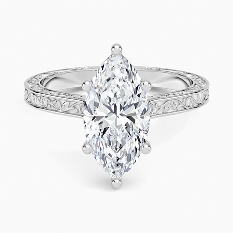 Platinum Grove Perfect Fit Engraved Diamond Ring (1/10 ct. tw.)