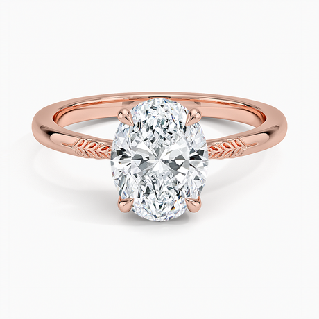 14K Rose Gold Laurel Engraved Ring