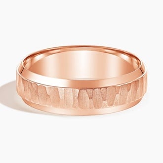 Beveled Edge Aspen 6.5mm Wedding Ring in 14K Rose Gold
