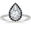 Platinum Waverly Halo Diamond Ring with Black Diamond Accents, smalltop view