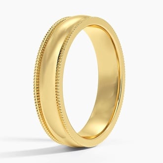 Men's Milgrain Wedding Band - 5mm Gold