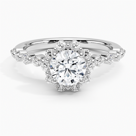 Shared Prong Halo Engagement Ring