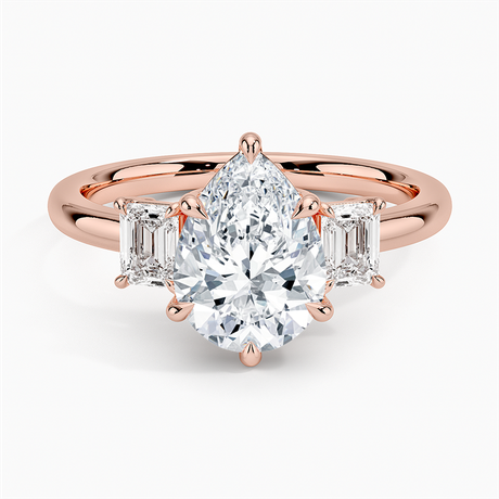 14K Rose Gold Rhiannon Emerald Cut Three Stone Diamond Ring (1/2 ct. tw.)