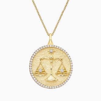 Luxe Libra Zodiac Diamond Medallion Necklace