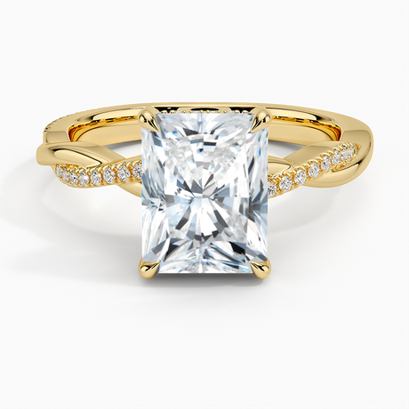 18K Yellow Gold Petite Twisted Vine Hidden Halo Pavé Diamond Ring