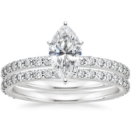 18K White Gold Luxe Petite Shared Prong Diamond Bridal Set (3/4 ct. tw.)