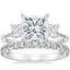 18K White Gold Princess Cut Three Stone Diamond Ring with Luxe Sienna Diamond Ring (5/8 ct. tw.)