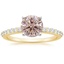 18K Yellow Gold Petite Shared Prong Half Coverage Diamond Ring, smalltop view