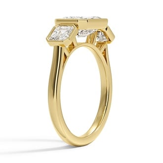Custom East-West Bezel Three Stone Diamond Ring