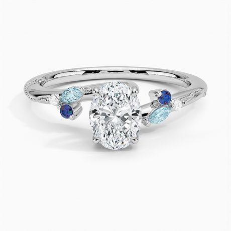 Lab Alexandrite and Aquamarine Accented Engagement Ring