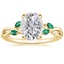 18K Yellow Gold Willow Ring With Lab Emerald Accents, smalltop view