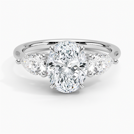 18K White Gold Luxe Opera Three Stone Diamond Ring