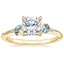 18K Yellow Gold Camellia Indigo Milgrain Ring, smalltop view