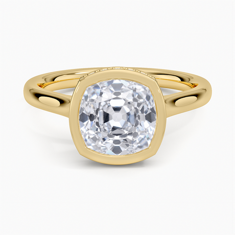 Bezel Halo Engagement Ring - Hidden Halo