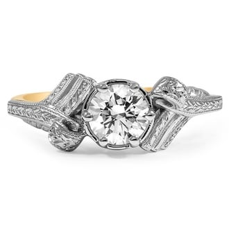 Custom Two Tone Antique Inspired Engagement Ring