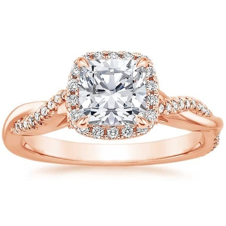 14K Rose Gold Petite Twisted Vine Halo Diamond Bridal Set (1/3 ct. tw.)
