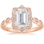 14K Rose Gold Cadenza Halo Diamond Ring, smalltop view