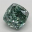 3.35 Ct. Fancy Vivid Bluish Green Cushion Lab Grown Diamond