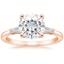 14K Rose Gold Tapered Baguette Three Stone Diamond Ring, smalltop view