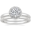 18K White Gold Halo Diamond Ring (1/8 ct. tw.) with Petite Comfort Fit Wedding Ring
