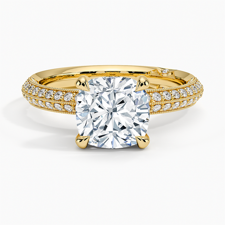 18K Yellow Gold Tacori Sculpted Crescent Knife Edge Diamond Ring