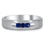 Custom Three Sapphire Matte Finish Men's Wedding Band