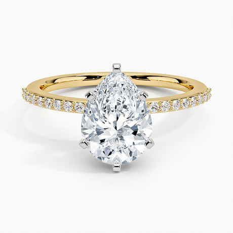 18K Yellow Gold Delicate Shared Prong Diamond Ring