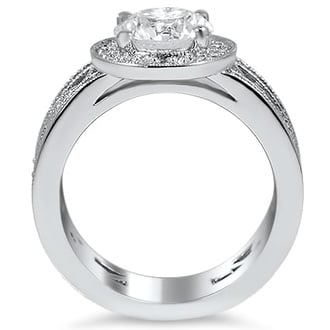 Custom Flora Halo Ring with Milgrain