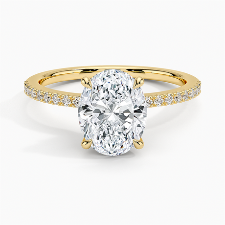18K Yellow Gold Ballad Hidden Floral Halo Diamond Ring